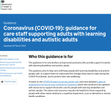 Coronavirus (COVID-19): Guidance for care staff supporting adults with learning disabilities and autistic adults [Updated 31st March 2021]